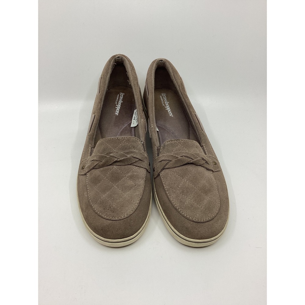 Grasshoppers EH60519 Taupe Suede MemoryDeluxe Slip On Loafers Womens 7.5